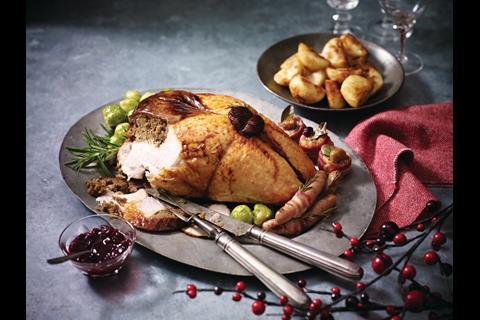 Waitrose's turkey crown with figgy pudding stuffing is being sold at £22 per kilogram.